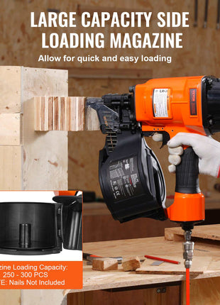 Coil Siding Nailer MCN70, 1-3/4" to 2-3/4" 15 Degree Pneumatic Siding Nail Gun, 70-120PSI Air Coil Nailer for Pallet, Crating, Framing, Siding and Fencing
