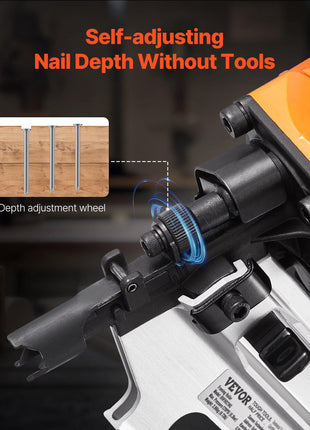 Framing Nailer, 2" to 3-1/2" 21 Degree Full Round Head Pneumatic Framing Nailer with Dual Trigger Modes & Tool-Less Depth Adjustment, 80-120PSI Pro Air Nail Gun for Framing Flooring Decking