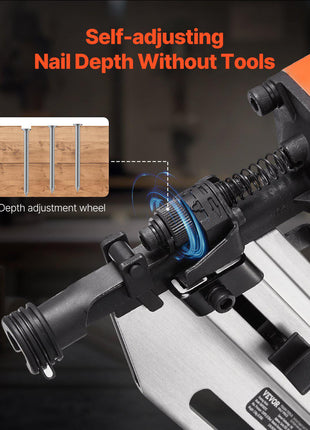 Framing Nailer, 80-120PSI Air Nail Gun, 2" to 3-1/2" 21 Degree Full Round Head Pneumatic Framing Nailer with Tool-Less Depth Adjustment & Dual Trigger Modes, Ideal for Framing Decking Flooring