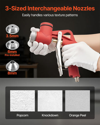 Air Texture Spray Gun, 1.45 Gallon Air Hopper Spray Gun, Professional Drywall Texture Painting Sprayer with 3 Nozzles (3.5mm, 6mm, 8mm) for Popcorn, Knockdown, Orange Peel Textures