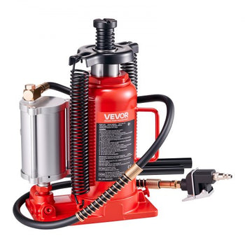 Air Hydraulic Bottle Jack, 20 Ton (44092 lbs) Capacity, 10.2-19.5 Inch Lifting Range, Pneumatic/Manual Heavy Duty Welded Bottle Jack with Pump for Car, SUV, Pickup, Truck, RV, Auto Repair, Red