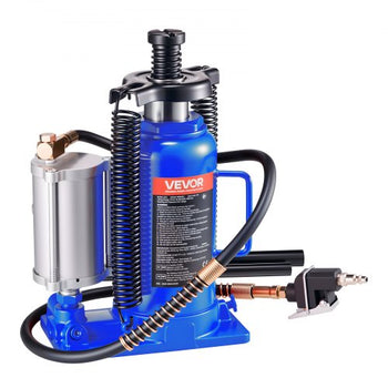 Air Hydraulic Bottle Jack, 20 Ton (44092 lbs) Capacity, 10.2-19.5 Inch Lifting Range, Pneumatic/Manual Heavy Duty Welded Bottle Jack with Pump for Car, SUV, Pickup, Truck, RV, Auto Repair, Blue