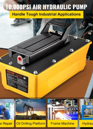 Air Hydraulic Pump, 10,000 PSI Hydraulic Foot Pump, 0.6 Gal Reservoir Foot Operated Air/Hydraulic Pump, with Hose and Spray Gun for Heavy Machinery Rigging, Auto Repair, Auto Body Frame Machines