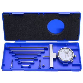 Depth Gauge, Depth Micrometer 0-22 inch Measuring Range, 0.001" Resolution, with 4 Anvils & 6 Standard Rods, Precision Easy to Read Mechanical Tool for Measuring Groove, Step, Hole