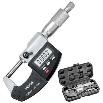 Micrometer Set, Digital Outside Micrometer 0-1 inch Measuring Range, 0.00005" Resolution, Ultra-Precision 0.0001 Accuracy, LCD Screen, in/mm Switch, Carbide Tip, with Protective Case