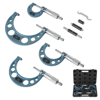 4 PCS Micrometer Set, 0-1"/1-2"/2-3"/3-4" Machinist Outside Micrometer, Ultra-Precision 0.0001 Accuracy, Professional Machinist Tools with Protective Case, for Metalworking & Engineering