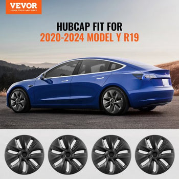 Wheel Rim Cover Hubcaps, 19 in, 2020-2023 Model Y Fully Fit Hubcap with Snap, Guard Tape & Valve Nozzle Hole, ABS & PC Hubcap with High Rigidity & Less Wind Drag, Fits for All Weather Use