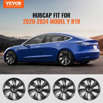 Wheel Rim Cover Hubcaps, 19 in, 2021-2023 Model Y Fully Fit Hubcap with Snap, Guard Tape & Valve Nozzle Hole, ABS & PC Hubcap with High Rigidity & Less Wind Drag, Fits for All Weather Use