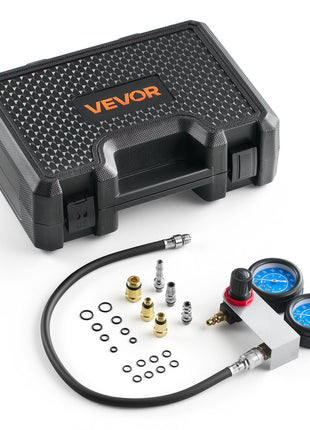 Engine Cylinder Compression Tester Kit, Pressure Gauge Range of 0-100 PSI, Automotive Leak Down Tester Kit with 4 Adapters & Air Fittings, Pressure Check & Leakage Rate Test on Cars, Motorcycles