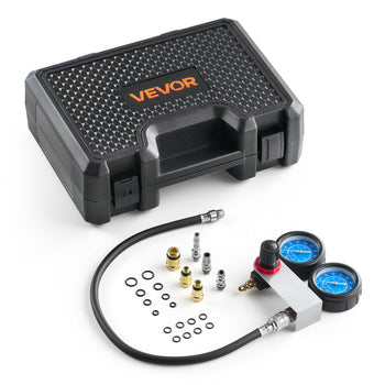 Engine Cylinder Compression Tester Kit, Pressure Gauge Range of 0-100 PSI, Automotive Leak Down Tester Kit with 4 Adapters & Air Fittings, Pressure Check & Leakage Rate Test on Cars, Motorcycles