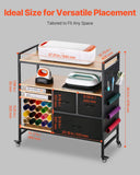 Rolling Craft Cart and Storage Table, Compatible with Cricut Machines, Crafting Table Organization Workstation, Craft Rolling Storage Organizer with 20 Vinyl Roll Holders and 3 Drawers, Black