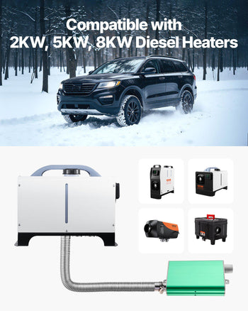 Diesel Heater Muffler, 0.94 inch Diesel Heater Muffler Upgrade, Parking Heaters Mufflers Fit with 2 Clamps and Screws, Aluminum Alloy Parking Heaters Noise Reducer for 2KW 5KW 8KW Heaters