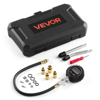 Engine Cylinder Compression Tester Kit, Pressure Gauge Range of 10-200 PSI, Compression Tester Kit with 4 Adapters, Straight & Angled Extended Metal Tubes for Automotive Cars and Motorcycles