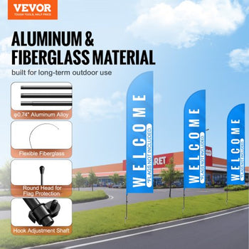 Feather Flag Pole Kit, 4 Packs Swooper Flag Pole 16.3 ft, Sign Flag Poles for Business Advertising Flags Outdoor, with Ground Stakes and A Carrying Bag (Flag Not Included)