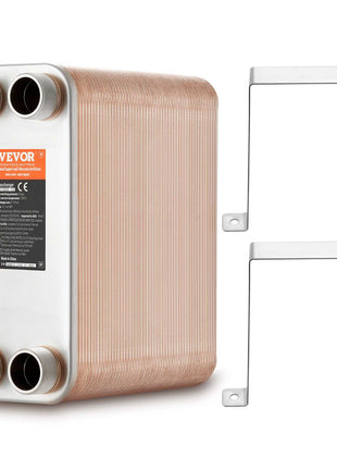 Heat Exchanger, 5"x 12" 100 Plates Brazed Plate Heat Exchanger, Copper/316L Stainless Steel Water To Water Heat Exchanger For Floor Heating, Water Heating, Snow Melting, Beer Cooling