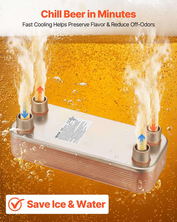 Plate Heat Exchanger, 5 x 12 in Brazed Plate Water to Water Heat Exchanger with 20 Plates, Mounting Bracket, Sturdy Stainless Steel Construction, 170-330K BTU for Boiler, Radiant Floor Heating