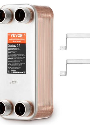 Heat Exchanger, 5"x 12" 30 Plates Brazed Plate Heat Exchanger, Copper/316L Stainless Steel Water To Water Heat Exchanger For Floor Heating, Water Heating, Snow Melting, Beer Cooling