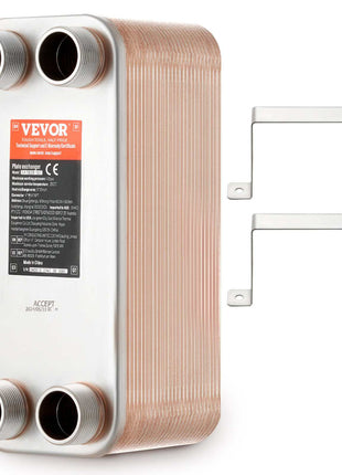 Heat Exchanger, 5"x 12" 50 Plates Brazed Plate Heat Exchanger, Copper/316L Stainless Steel Water To Water Heat Exchanger For Floor Heating, Water Heating, Snow Melting, Beer Cooling