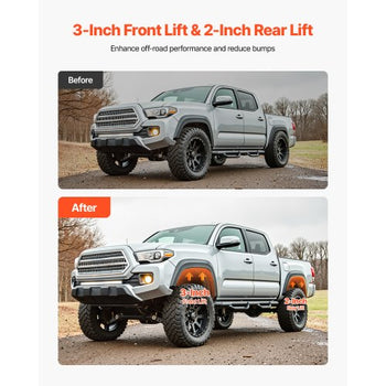 3 Inch Front and 2 Inch Rear Leveling Lift Kit for 2007-2023 Silverado 1500 2WD/4WD, 2007-2023 Sierra 1500 2WD/4WD, Chassis Level Kit with 2 Front Strut Spacers, 2 Rear Lift Blocks, 2 U-Bolts