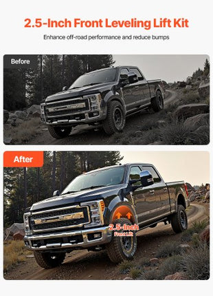 2.5 Inch Front Leveling Lift Kit for 2011-2023 Ford F250 F350 F450 Super Duty 4WD Models, Chassis Level Kit with Track Bar Relocation Bracket, Coil Spring Spacers, Isolators, Shock Extenders