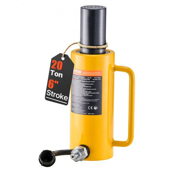 Hydraulic Cylinder Jack, 20 Ton Solid Ram Hydraulic Cylinder, 6 Inch Stroke Single Acting Hydraulic Cylinder, with Quick Connector Portable Hydraulic Solid Jack Hydraulic Lifting Cylinders
