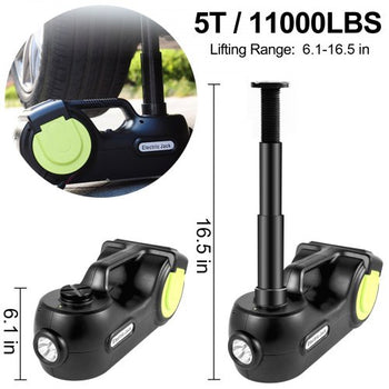 Electric Car Jack 5 Ton Car Jack Hydraulic with Electric Impact Wrench, LED Light Hydraulic Auto Repair Tool, 135-360 mm Lifting Range for SUV MPV Sedan Truck Repair