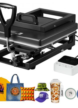 Hybrid Heat Press, 15 x 15 inch, 5-in-1 Multifunction, Heat Up Fast and Even, All-New Patented Design, Easy to Control, Sublimation Press Machine for T-shirts/Mugs/Tumblers/Caps/Plates, Black