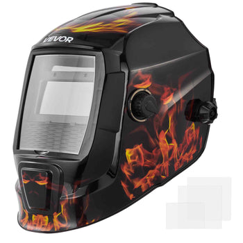 Welding Helmet Auto Darkening, 3.66" x 1.69" True Color Welding Hood, Solar-Powered Welder Mask 2 Arc Sensors, Shade 4/9-13 for TIG MIG ARC Weld Grinding - CRIUS Series (Yellow Flame Pattern)
