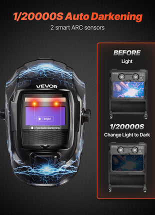 Welding Helmet Auto Darkening, 3.66" x 1.69" True Color Welding Hood, Solar Powered Welder Mask 2 Arc Sensors, Shade 4/9-13 for TIG MIG ARC Weld Grinding - CRIUS Series (Blue Lightning Pattern)