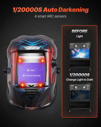 Welding Helmet Auto Darkening True Color, 3.94" x 3.15" Welding Hood Solar-Powered, Welder Mask with 4 Arc Sensors, Wide Shade 4/5-9/9-13 for TIG MIG ARC Weld Cut Grinding - METIS Series