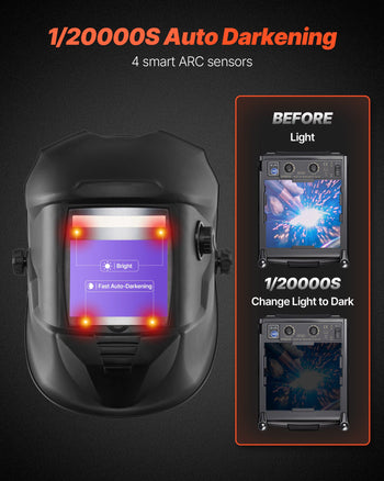 Welding Helmet Auto Darkening, 3.94" x 3.15" True Color Welding Hood, Solar-Powered Welder Mask 4 Arc Sensors, Wide Shade 4/5-9/9-13 for TIG MIG Weld Cutting Grinding Application - METIS Series