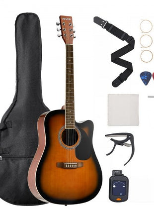 41 in Cutway Acoustic Guitar, 6-String, Sunburst Solid Spruce Top Guitar, Beginner Bundle with Gig Bag, Tuner, Strap, Steel Strings, Picks, Capo, Rosewood Fingerboard, for Fingerstyle Solo Jazz