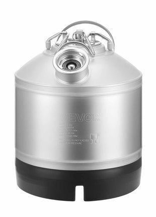 Cleaning Keg, 1.75 Gallon/6.5L Keg Line Cleaning Kit with D Coupler Connection & Rubber Base, Beer Lines Cleaner Used for Beer Line Cleaning, 304Stainless Steel Kegerator Beers Lines Cleaner Kit