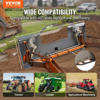 Skid Steer Attachment Plate, 1/4" Thick Skid Steer Mount Plate with 2.28" Hitch Receiver, 3000 LBS Quick Attachment Loader Plates, Compatible with Deere, Kubota, Bobcat, Mahindra Steer, Tractor