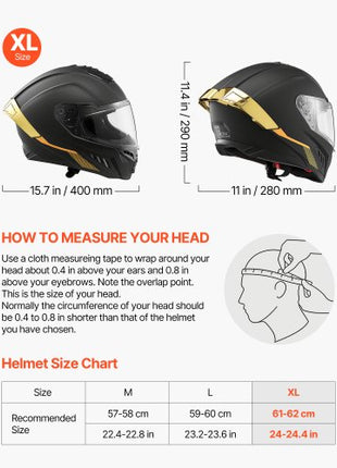 Full Face Motorcycle Helmets, Dual-Visor Motorcycle Street Bike Helmet, Lightweight Comfortable Motocross Dirt Bike Helmet for Adults Men and Women - DOT & ECE Approved (XL Size)