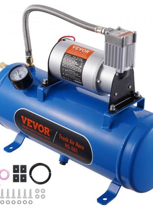 12V Air Compressor with Tank 1.6 Gallon/6 L, Train Horn Air Compressor, 120 psi Working Pressure Onboard Air Compressor System for Train Air Horns, Inflating Tires, Air Mattresses