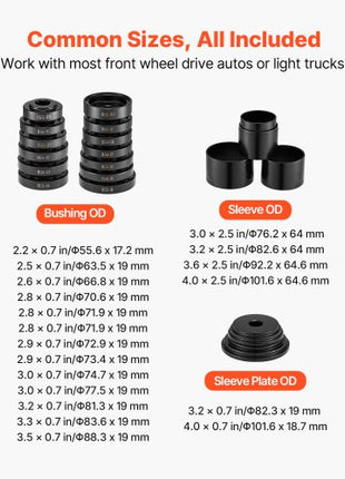 Wheel Bearing Press Kit, 23 PCS FWD Bearing Puller Tools, for Front Wheel Drive Bearing Removal and Installation, Wheel Bearing Tool with Sliding Screw, Bushings, Sleeve Plates, Storage Case