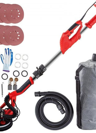 Drywall Sander 850W, Electric Drywall Sander, Variable Speed 800-1750 RPM, Foldable Sheetrock Sander, with Telescope Handle, Electric Sander, with LED Strip Light and Vacuum Bag, Wall Sander