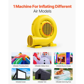 Inflatable Blower, 380W&450W, 0.5 & 0.6 HP Bounce House Blower, Pump Commercial Air Blower for Inflatables, Bouncy Castle Electric Air Blower Fan Perfect for Bounce House, Waterslides, Yellow