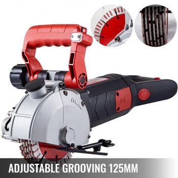 Wall Chaser, 2500W 38 mm Cutting Width,Wall Groove Cutting Machine 34MM Cutting Depth,Wall Slotting Machine With 5 Saw Blades 4.5" Diameter 6300r/Min,One-time Forming Dustless