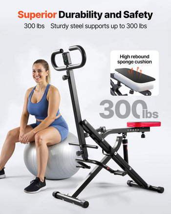 Squat Machine, Deep Squat Rowing Machine for Home, Easy Setup & Foldable Exercise Equipment, Glute Trainer Machine with 12-Gear Adjustable Resistance, Glutes & Leg Home Workout Machine, Black