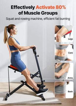 Squat Machine, Deep Squat Rowing Machine for Home, Easy Setup & Foldable Exercise Equipment, Glute Trainer Machine with 3 High-Strength Resistance Bands, Glutes & Leg Home Workout Machine, Black