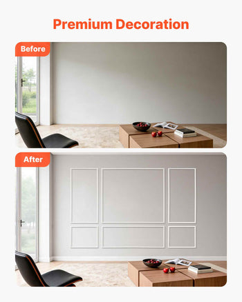 Wall Molding 3 Pack, Wainscoting Panels Kit, Lightweight Paintable Polystyrene, Easy to Install Accent Wall Trim for Interior Décor Living Room, Bedroom, Home, White (31x63 + 31x24 in)