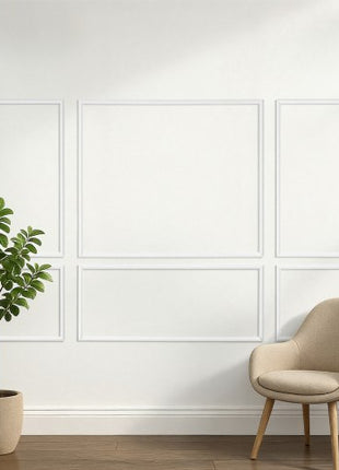 Wall Molding 3 Pack, Wainscoting Panels Kit, Lightweight Paintable Polystyrene, Easy to Install Accent Wall Trim for Interior Décor Living Room, Bedroom, Home, White (23x56.3 + 23x23 in)
