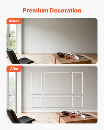 Wall Molding 3 Pack, Wainscoting Panels Kit, Lightweight Paintable Polystyrene, Easy to Install Accent Wall Trim for Interior Décor Living Room, Bedroom, Home, White (23x56.3 + 23x23 in)