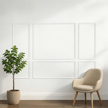 Wall Molding 3 Pack, Wainscoting Panels Kit, Lightweight Paintable Polystyrene, Easy to Install Accent Wall Trim for Interior Décor Living Room, Bedroom, Home, White (23x56.3 + 23x23 in)