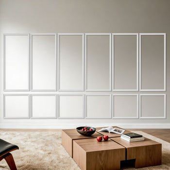 Wall Molding 6 Pack, Wainscoting Panels Kit, Lightweight Paintable Polystyrene, Easy to Install, Waterproof Accent Wall Trim for Interior Décor Living Room, Bedroom, White (24x54 + 24x24 in)