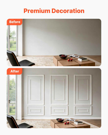 Wall Molding 3 Pack, Wainscoting Panels Kit with Dual-Line Wide & Narrow Profile, Lightweight Paintable Polystyrene, Easy to Install Accent Wall Trim for Interior Living Room, Bedroom,White