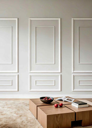 Wall Molding 3 Pack, Wainscoting Panels Kit with Dual-Line Wide & Narrow Profile, Lightweight Paintable Polystyrene, Easy to Install Accent Wall Trim for Interior Living Room, Bedroom,White