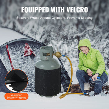 Insulated Band Style Gas Cylinder Warmer, Fits 40 lbs Gas Tanks 120W Propane Heater, Fixed Internal Thermostat Max Temp 90 ℉, Durable Waterproof Oxford Fabric, FCC Listed